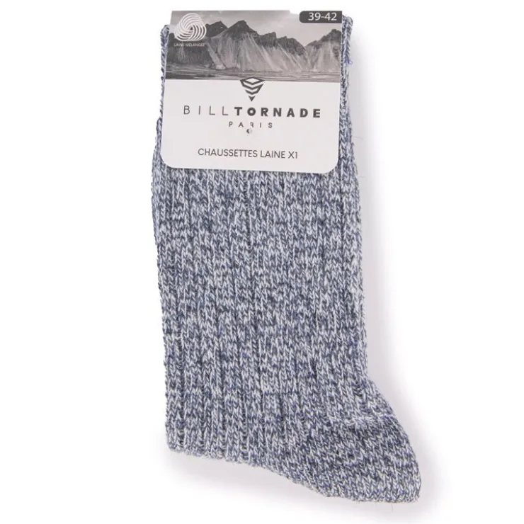 BILL TORNADE Chaussette laine Homme BLEU FONCE Sale