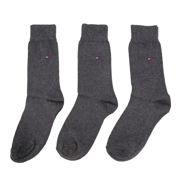 TOMMY HILFIGER Chaussettes coton lot de 3 avec logo Homme GRIS FONCE Outlet