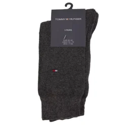 TOMMY HILFIGER Chaussettes coton lot de 3 avec logo Homme GRIS FONCE Outlet