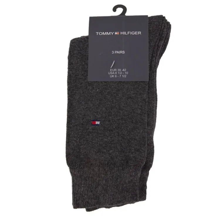TOMMY HILFIGER Chaussettes coton lot de 3 avec logo Homme GRIS FONCE Outlet