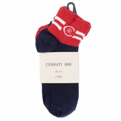 CERRUTI Chaussettes courte lotx3 bi-color Homme BLEU FONCE New
