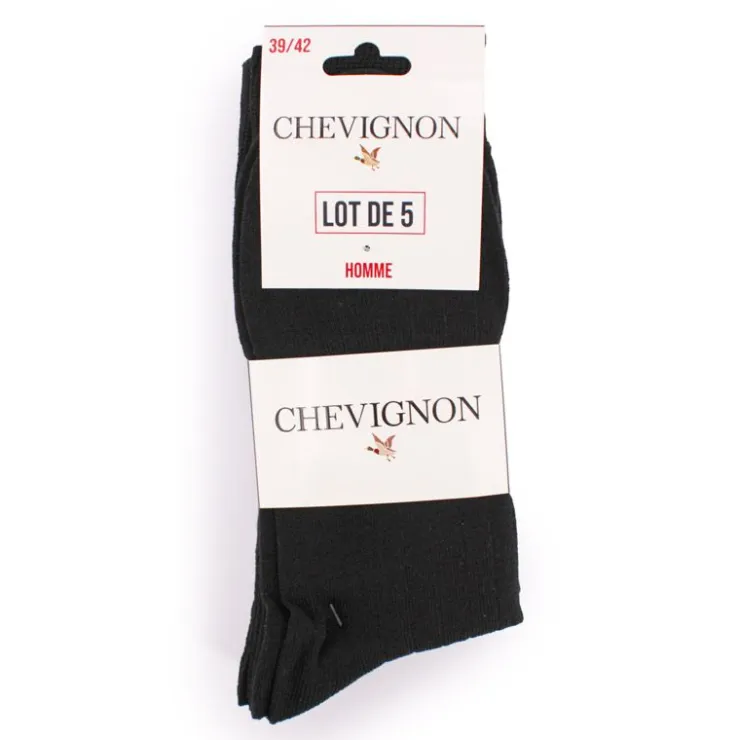CHEVIGNON Chaussettes hautes es lot de 5 idriss Homme NOIR Best