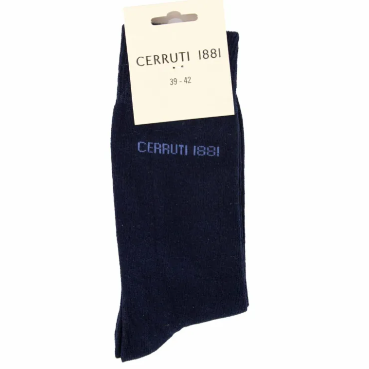 CERRUTI Chaussettes hautes unies Oeko-tex Homme BLEU FONCE Hot