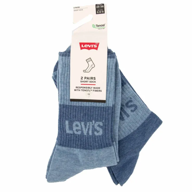 LEVI'S Chaussettes lot de 2 bleu avec bandes courtes Homme BLEU CLAIR Best