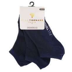 BILL TORNADE Chaussettes socquettes x3 uni Homme BLEU FONCE