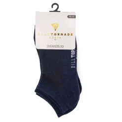 BILL TORNADE Chaussettes socquettes x3 uni Homme BLEU FONCE