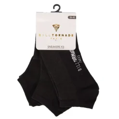 BILL TORNADE Chaussettes socquettes x3 uni Homme NOIR Hot
