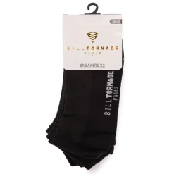 BILL TORNADE Chaussettes socquettes x3 uni Homme NOIR Hot