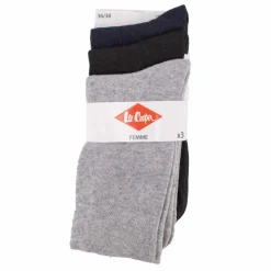LEE COOPER Chaussettes unies lot x3 coton stretch Femme GRIS CLAIR Outlet