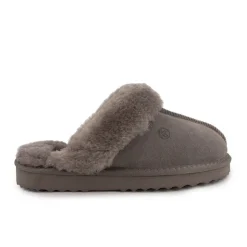 KELARA Chausson fourré fausse fourrure semelle épaisse Femme GRIS Discount