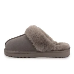 KELARA Chausson fourré fausse fourrure semelle épaisse Femme GRIS Discount