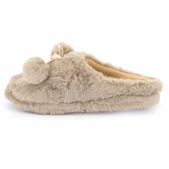 ETINCELLE Chaussons fausse fourrure pompon antidérapant Claire Femme BEIGE Sale