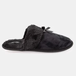 LES PETITES...PARIS Chaussons fausse fourrure noeud Carmeline Femme NOIR Discount