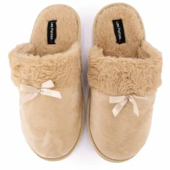 LES PETITES...PARIS Chaussons fausse fourrure noeud Carmeline Femme BEIGE Sale