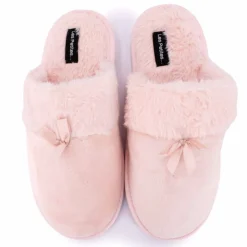 LES PETITES...PARIS Chaussons fausse fourrure noeud Carmeline Femme ROSE CLAIR Outlet