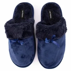 LES PETITES...PARIS Chaussons fausse fourrure noeud Carmeline Femme BLEU FONCE Outlet