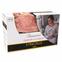 ETINCELLE Chaussons fausse fourrure pompon antidérapant Claire Femme ROSE Outlet