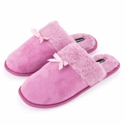 LES PETITES...PARIS Chaussons fausse fourrure noeud Carmeline Femme VIOLET Sale