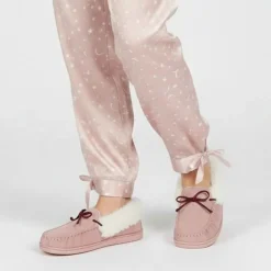 MANOUKIAN Chaussons fermes fourrés cecilia Femme ROSE New