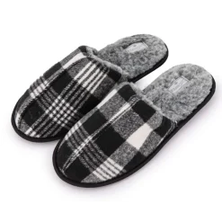 LEE COOPER Chaussons fourrées à carreaux Homme NOIR Clearance