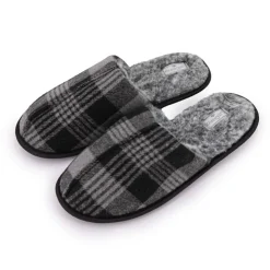 LEE COOPER Chaussons fourrées à carreaux Homme GRIS New