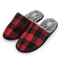 LEE COOPER Chaussons fourrées à carreaux Homme ROUGE Outlet