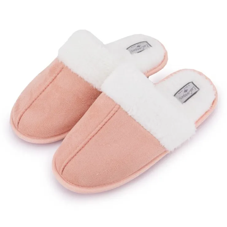 LEE COOPER Chaussons Fourrés Fausse Fourrure Femme ROSE