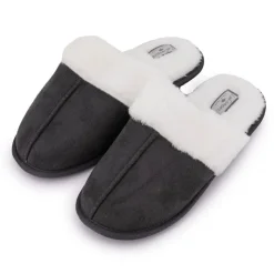 LEE COOPER Chaussons Fourrés Fausse Fourrure Femme GRIS FONCE Clearance