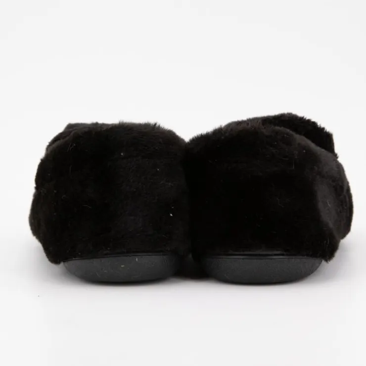 BONADONA Chaussons moutonnés couleur unie à enfiler Femme NOIR