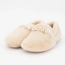 BONADONA Chaussons moutonnés couleur unie à enfiler Femme BEIGE Hot