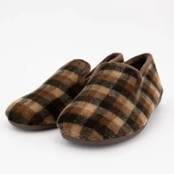 BONADONA Chaussons polaire confort à carreaux dégradés de Homme MARRON