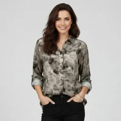 PLEASE Chemise à motif fluide Femme GRIS Online