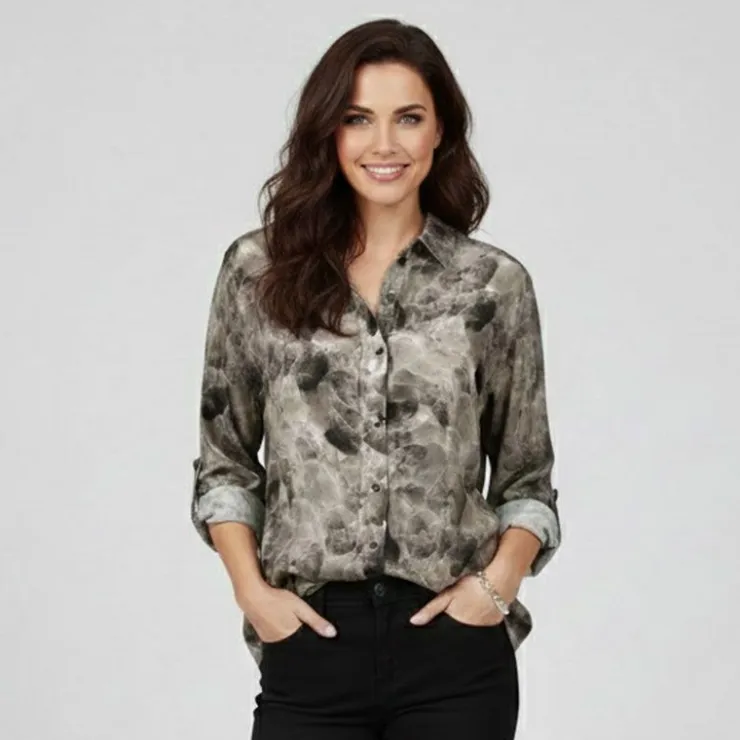 PLEASE Chemise à motif fluide Femme GRIS Online