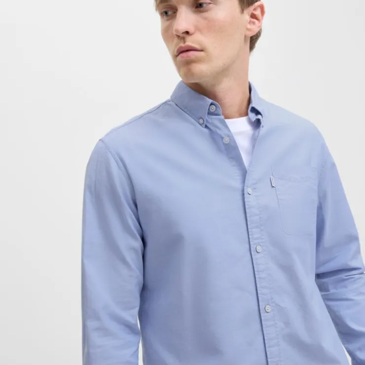 JACK & JONES Chemise blanche oxford regular fit Homme BLEU Clearance