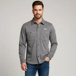 KAPORAL Chemise chinée Netanel boutons clips Homme GRIS FONCE Online