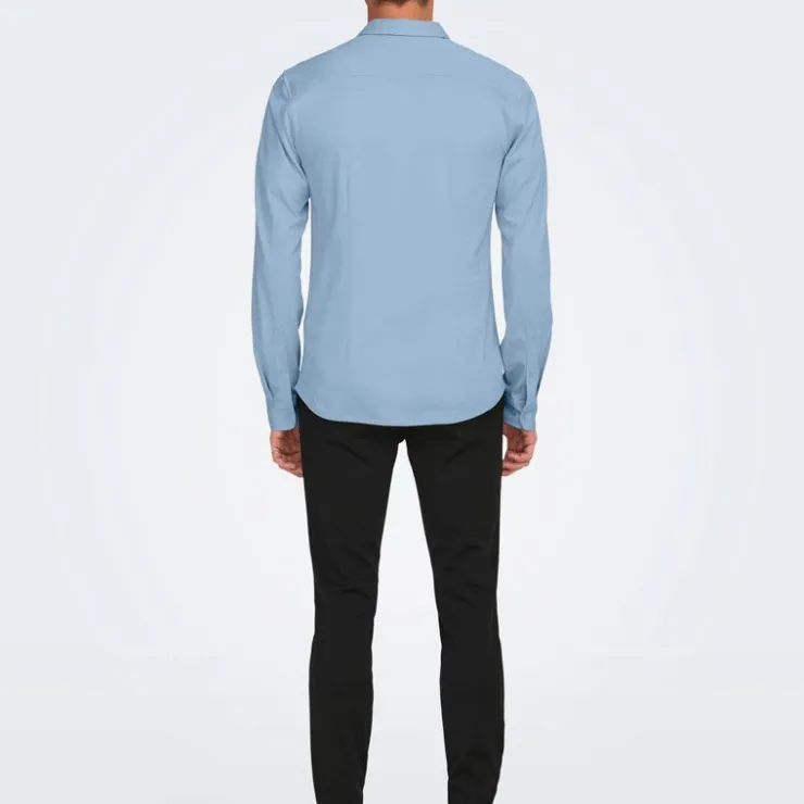 ONLY AND SONS Chemise classique robin coton slim fit Homme BLEU CLAIR Online