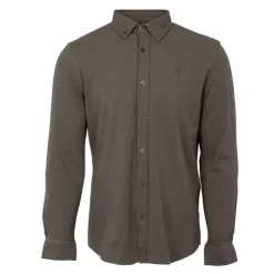 BILL TORNADE Chemise classique tissu chiné en coton Homme KAKI