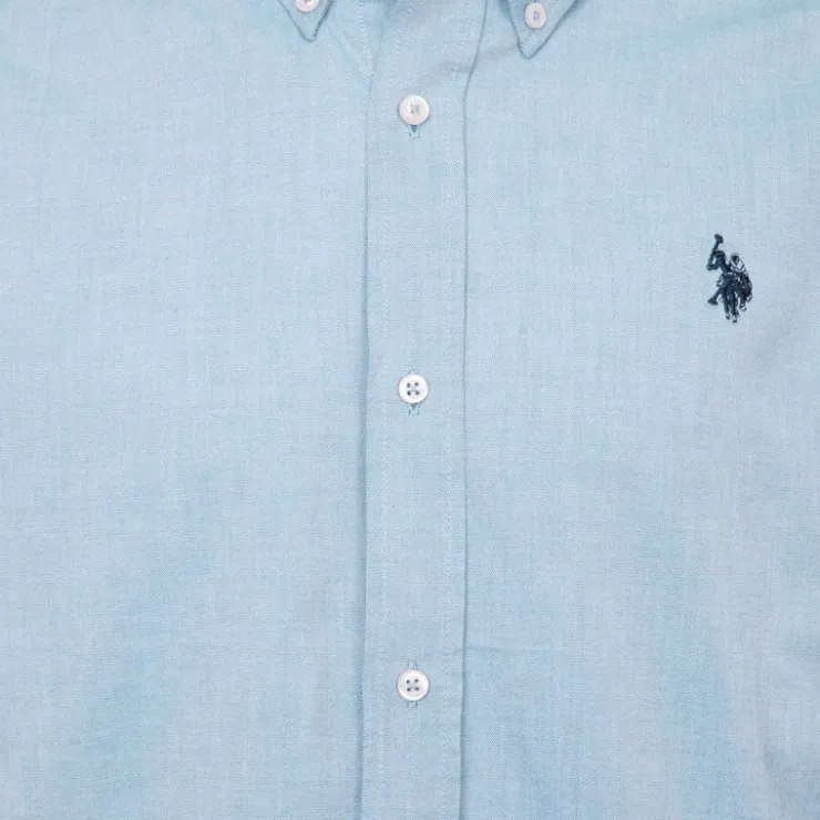 US POLO Chemise classique tissu chiné evan Homme BLEU CIEL Outlet