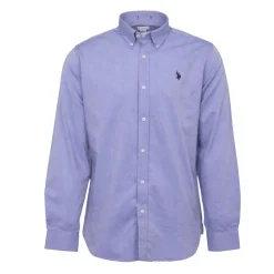 US POLO Chemise classique tissu chiné evan Homme BLEU