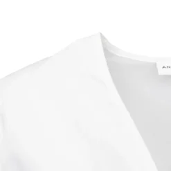 ANTIK BATIK Chemise crop karo décolleté V couleur unie Femme BLANC New