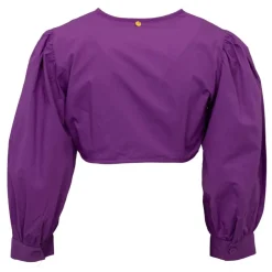 ANTIK BATIK Chemise crop karo décolleté V couleur unie Femme VIOLET New