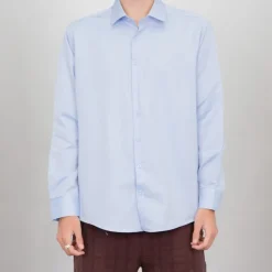 BILL TORNADE Chemise de ville oxford blanche en coton Homme BLEU Discount