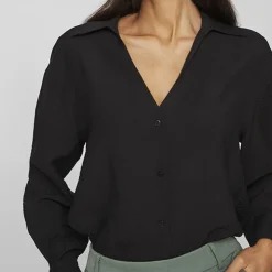 VILA Chemise Domira col v black beauty Femme NOIR