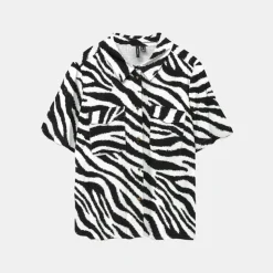 VERO MODA Chemise d'été fluide imprimé zèbre Femme NOIR New