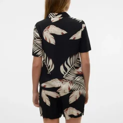 VERO MODA Chemise easy black fioni avec imprimé tropical Femme NOIR Sale