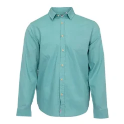 DEELUXE 74 Chemise en lin coton couleur unie Homme TURQUOISE