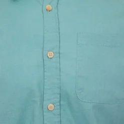 DEELUXE 74 Chemise en lin coton couleur unie Homme TURQUOISE