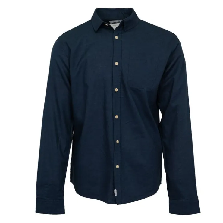 DEELUXE 74 Chemise en lin coton couleur unie Homme BLEU FONCE Sale