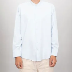 BILL TORNADE Chemise estivale coton col mao Homme BLEU CLAIR Outlet