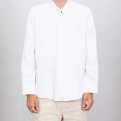 BILL TORNADE Chemise estivale coton col mao Homme BLANC